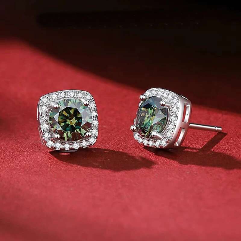 1CT 100% Real Moissanite Studs Pass Dia tester Sier Platinum Plated Zircon Bride Wedding Gemstone Earrings