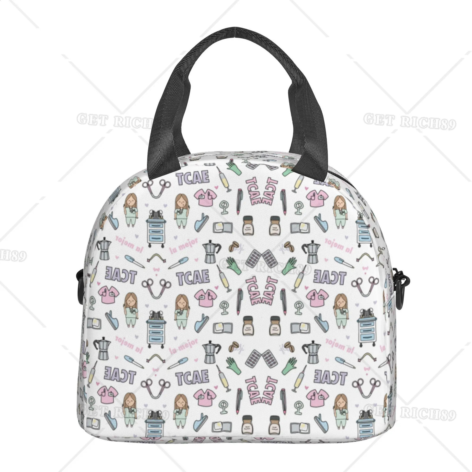 Doctor and Nurse Enfermera En Apuros Lunch Bag Large Insulated Lunch Box with Adjustable Shoulder Straps Suitable for Women Work and Travel 250228