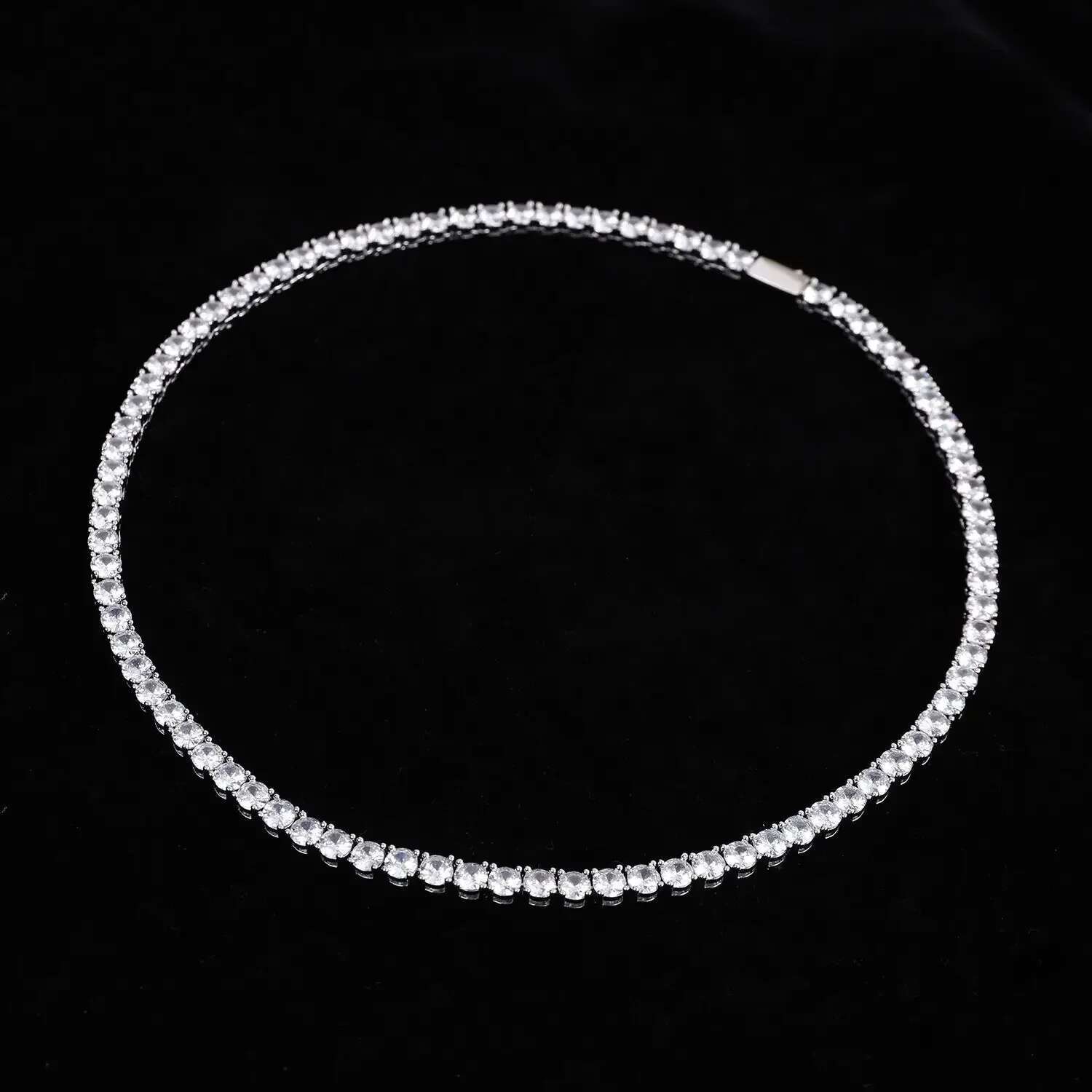 Sterg Sier Zircon Chain Necklace Women Fashion Simple Engagement Wedding Charm Jewelry 4mm 45cm