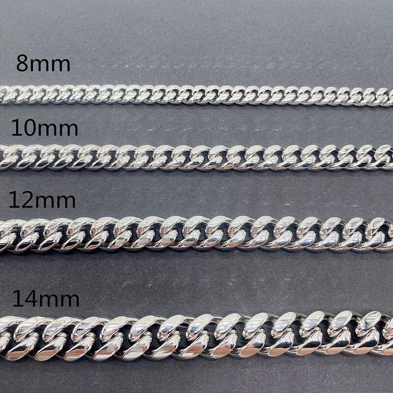 Unisex 8-12mm Moissanite Cuban Necklace Bracelet For Men Women Stainless Steel Chain Sier Buckle HipHop Classic
