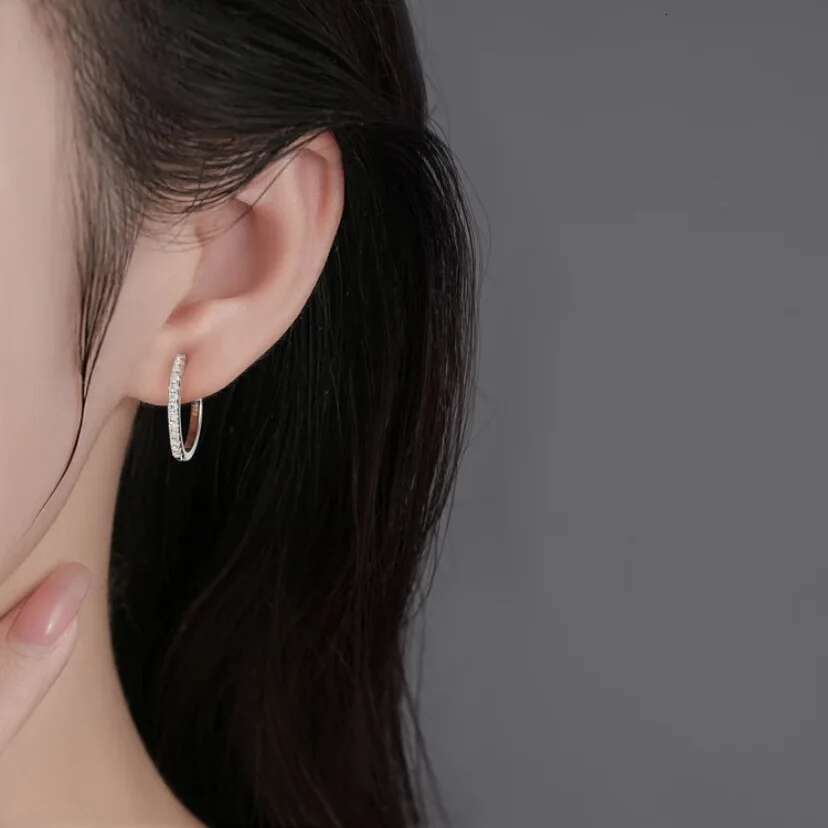 TBCYD D Color Moissanite Eternity Hoop Earrings For Women S Sier Rosegold Plated Dia Hoops Sparkg Jewelry Gifts