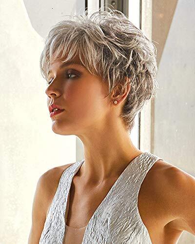 HAIRCUBE women's short curly e Cut gray easy care real hair wig