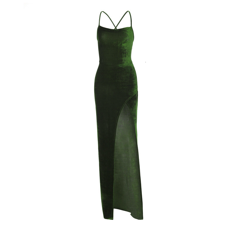 Feng Women's New4 New Summer Fashion Sexy Fit Off Back Lace Up Split Slim Dress