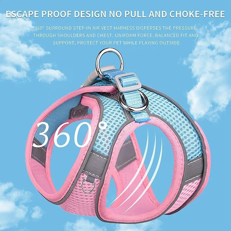 Dog Harness Vest Chest Cat Collars Rope Adjustable Breathable Mesh Dog Harness Clothes Outdoor Walking Small Medium Pet Supplies 250224