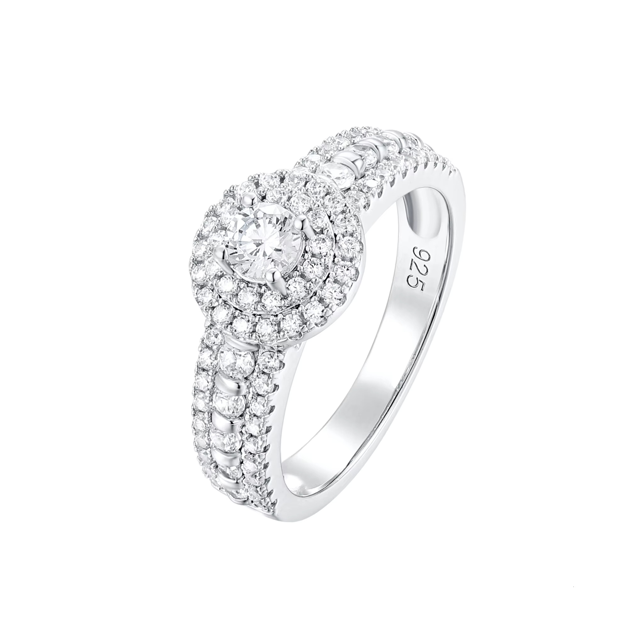 Exquisite Jewelry Silver Fashion Wedding Women's Leisure Micro Paving Set with Cubic Zirconia VVS Sandstone Ring