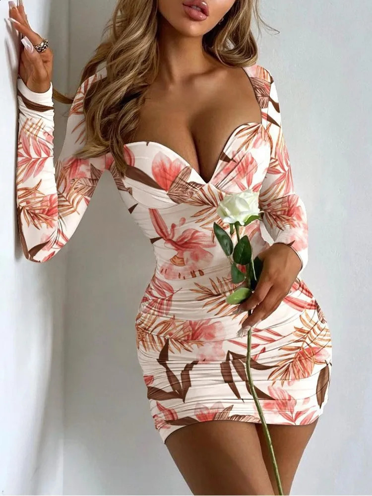 Sexy suit Hip Slim mini dress print low cut body party night club womens fashion trend tight short vest 250227Z