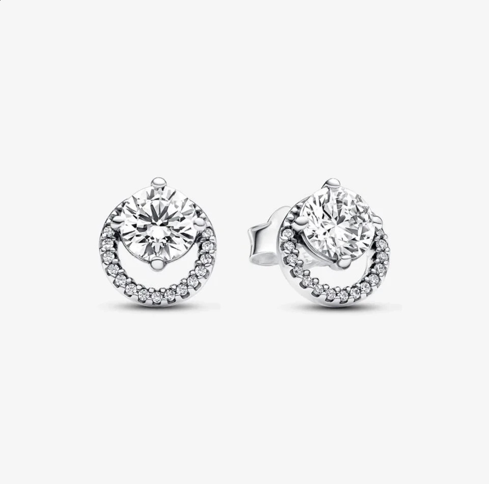 100% 925 sterling silver double circle heart-shaped zircon romantic earrings suitable for womens charming Diy exquisite jewelry gifts 250228