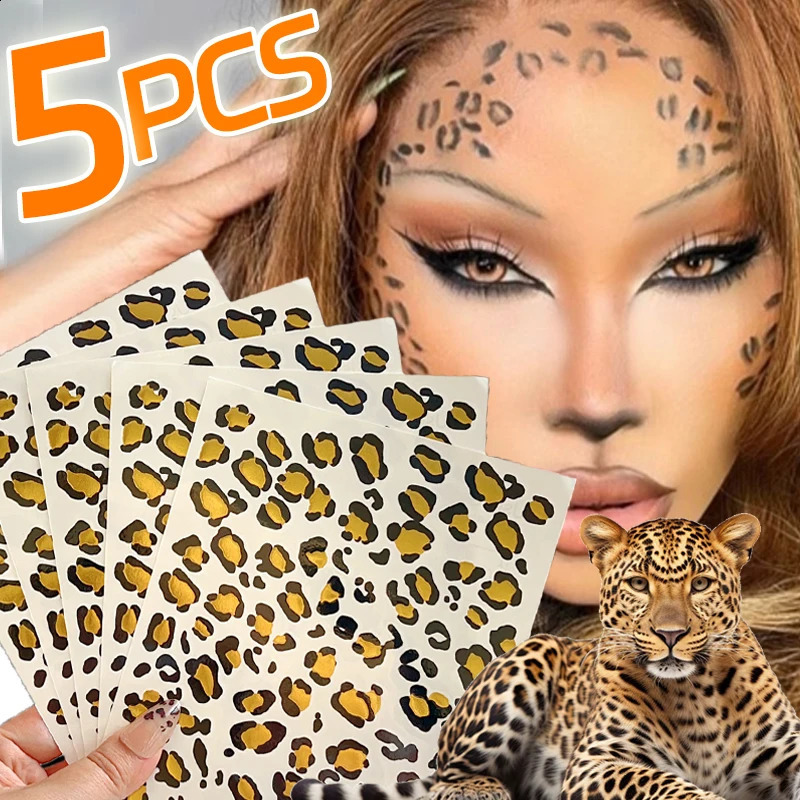 Leopard Print Temporary Tattoo Sticker Waterproof Disposable Face Body Retro Water Transfer Tattoos Decals 250219