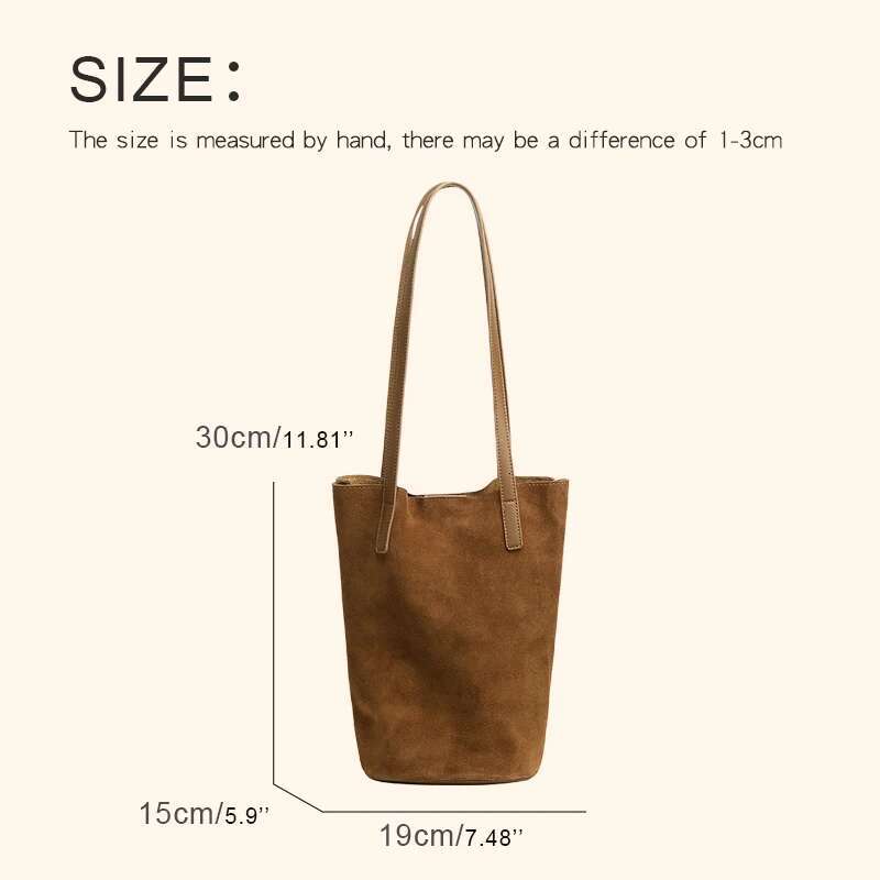 Genuine Leather Bucket Bags For Women Designer Handbag Purse New In Cowhide Vintage Matte With Inner Pocket Shoulder