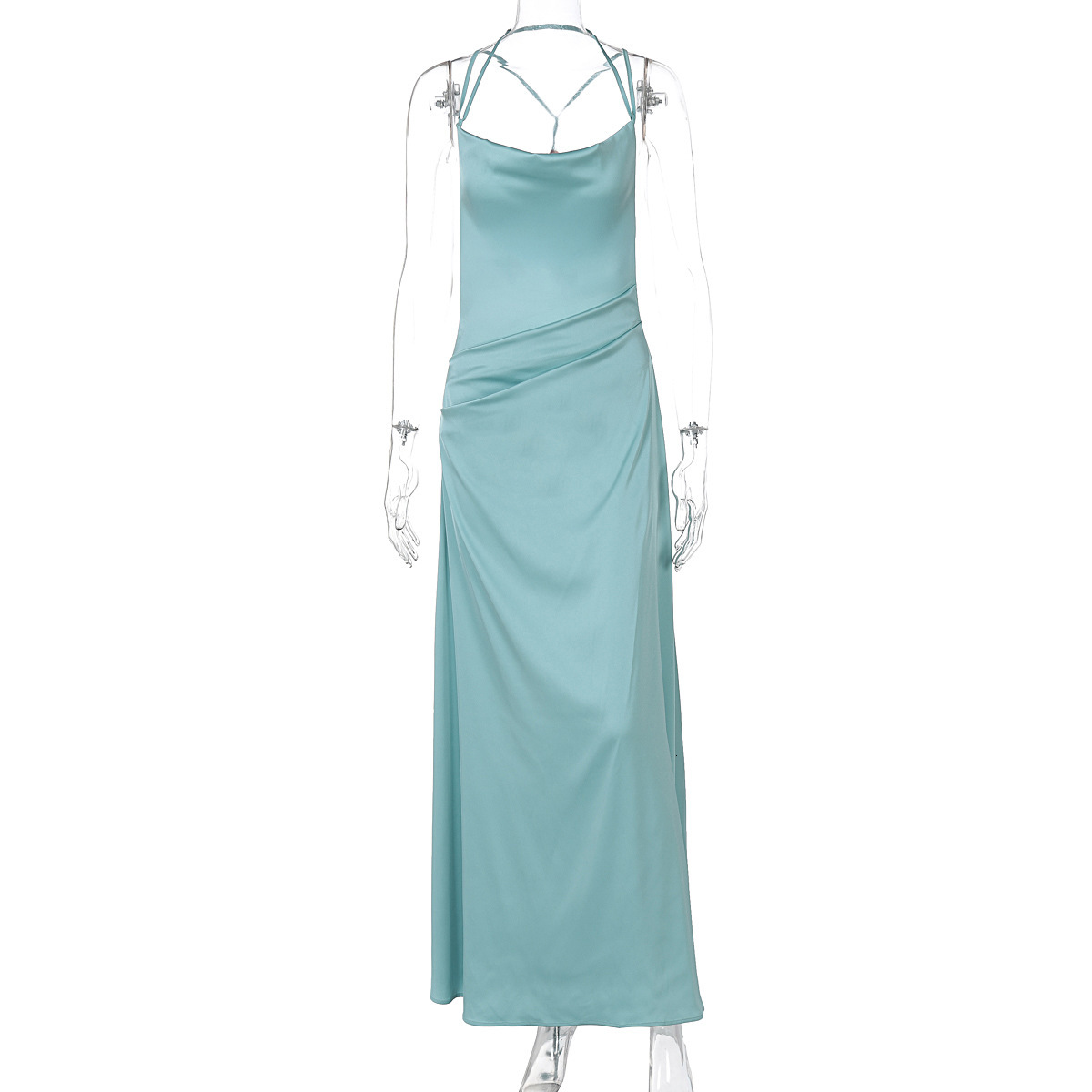 Women's Clothing New5 Spring/Summer New Product Fashionable And Sexy Backless Evening Solid Color Swing Collar Temperament Dress