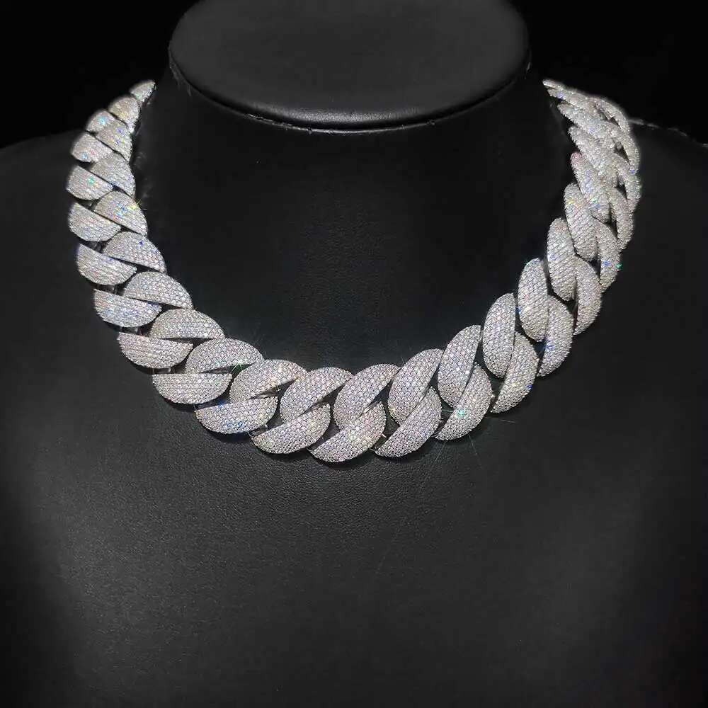 Hip Hop Full Iced Out Zircon 5-Row Stone Heavy And Thick Necklace 22mm Cuban k Chain Personalized Men's Jewelry Drop Shipping