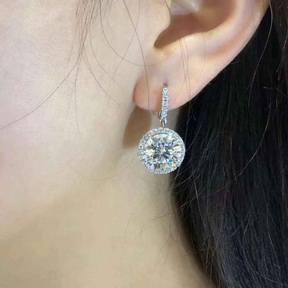 0.5-5CT Moissanite Drop Earrings For Women D Color VVS Lab S Sier Dangle Earring With Certificate Pass Dia Test
