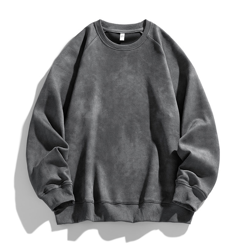 MM03014 Suede raglan sweatshirt men's round neck spring new loose solid color bottoming