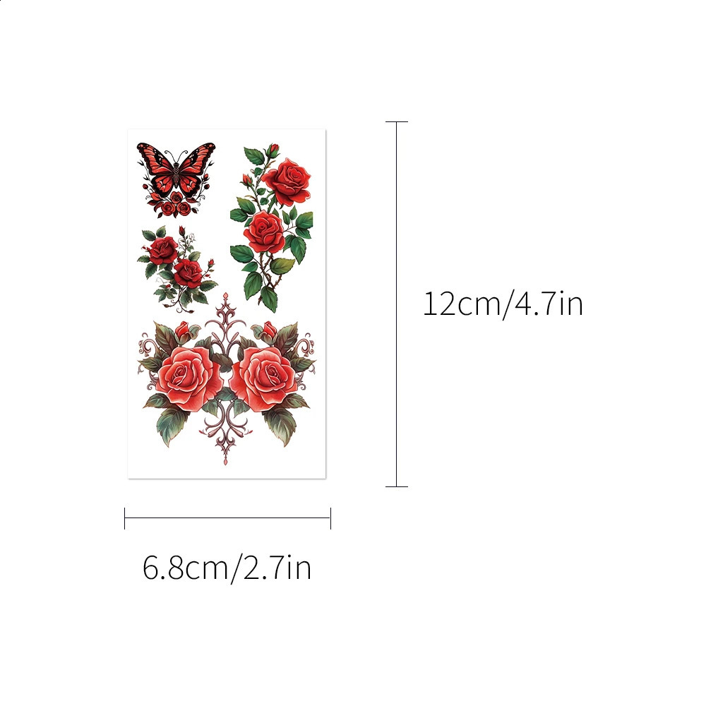 10 piecesset of art retro floral tattoo stickers arm collage body decoration disposable 250219