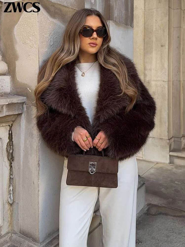 Vintage Red Fur Coats Women Solid Lapel Long Sleeve Thicken Warm Jacket 2024 Autumn Winter New Female Chic Loose Outwear