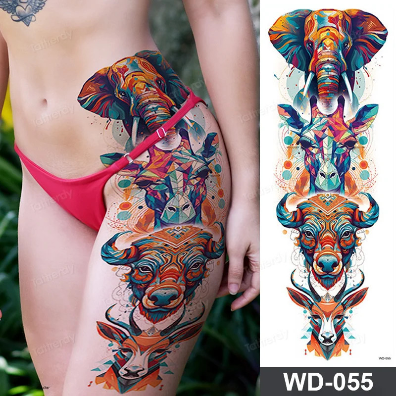 Large Full Arm Sleeve Temporary Tattoo Stickers Leg Thigh Waist Body Art Men Women Tattoos Snake Peony Carp Dragon Rose 250219