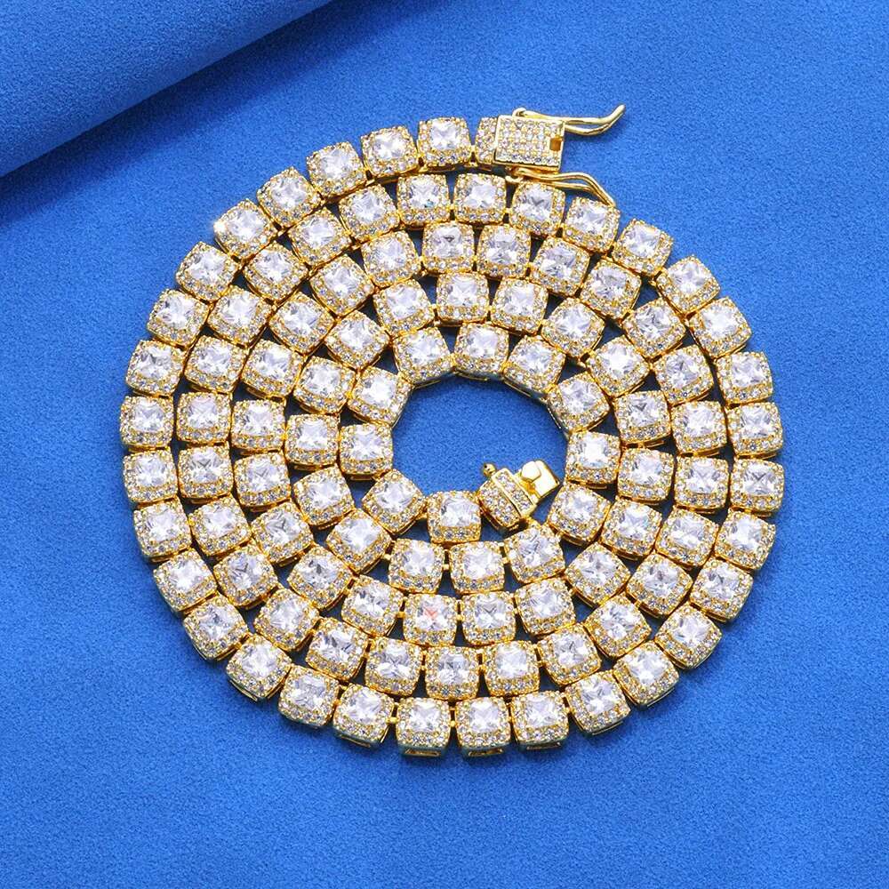 Hip Hop Dia Sparkg Jewelry Iced Out Cluster Tennis Necklace 5mm Thin Chain for Women