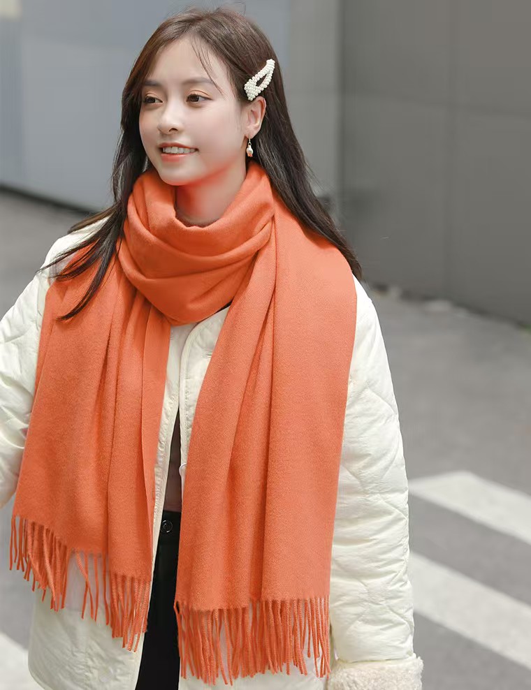 K028 Imitation cashmere scarf women autumn and winter solid color scarf versatile Korean style ladies shawl high-grade white scarf wholesale