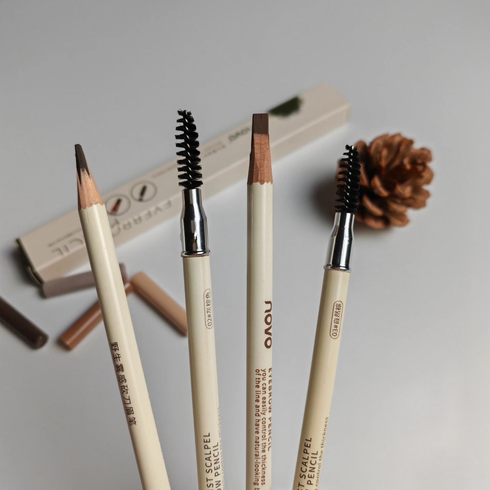 Novo Eyebrow Pencil Waterproof Long Lasting Natural Matte Brown Tint Shade Eyebrows Brush Makeup Beauty Cosmetics 250222