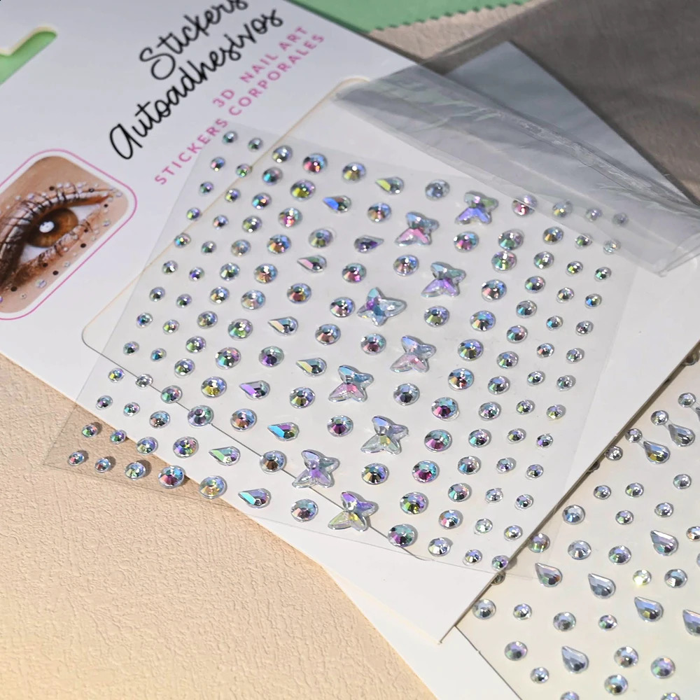 1Pcs Face Diamond Gem Sticker 5D Colorful Tattoo Eyeshadow Stickers for Festival Nail Body Makeup Bling Jewel DIY Deco 250219