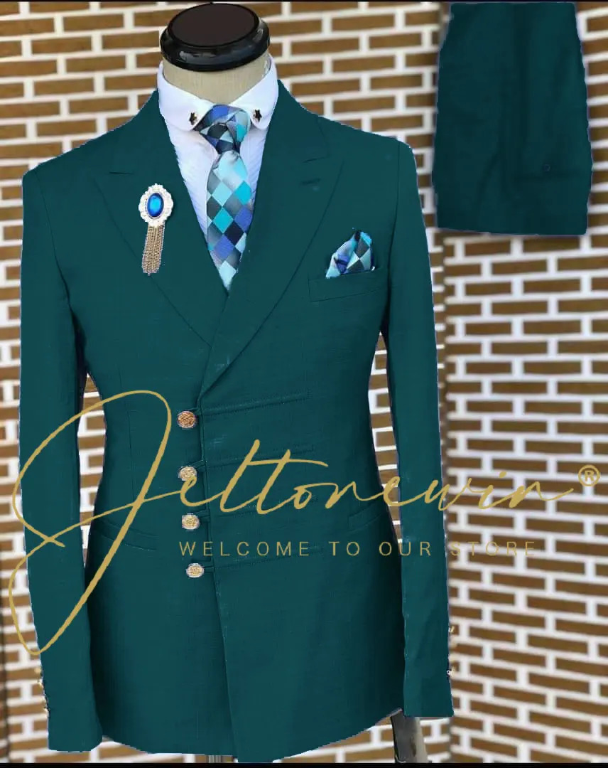 Mens set Traje De Hombre elegant Peaked lapel formal jacket slim fit 2-piece set jacket pants high-end mens wedding dress 250224