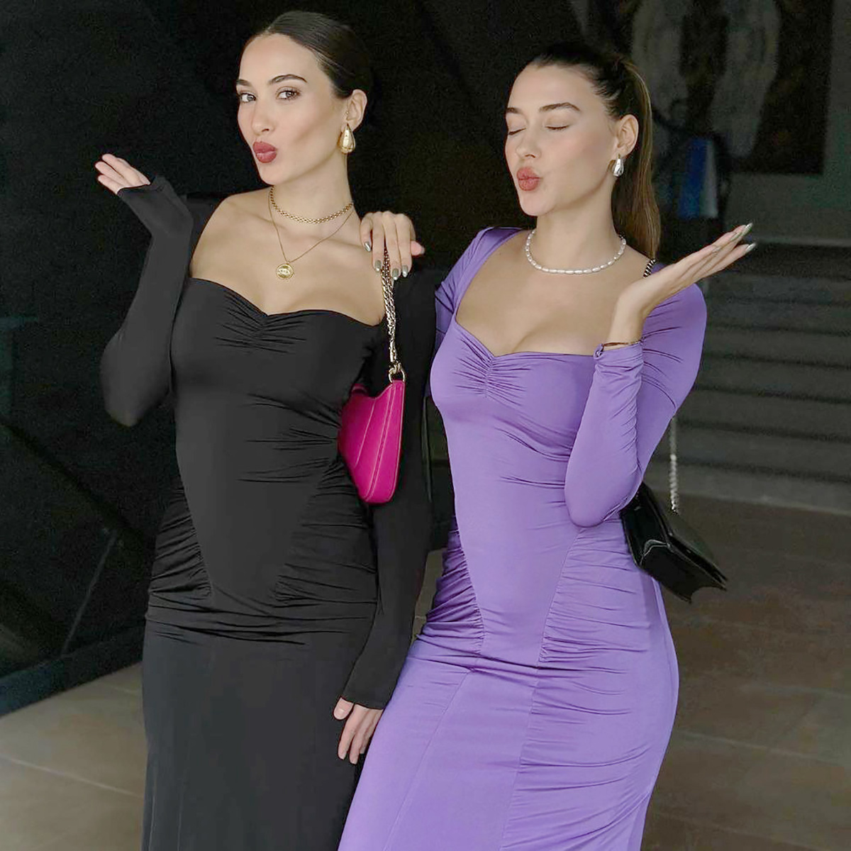 Hot Selling Women's Clothing New4 Autumn New Product Fashionable And Sexy Slim Fit Pleated Long Sleeved Dress For Women