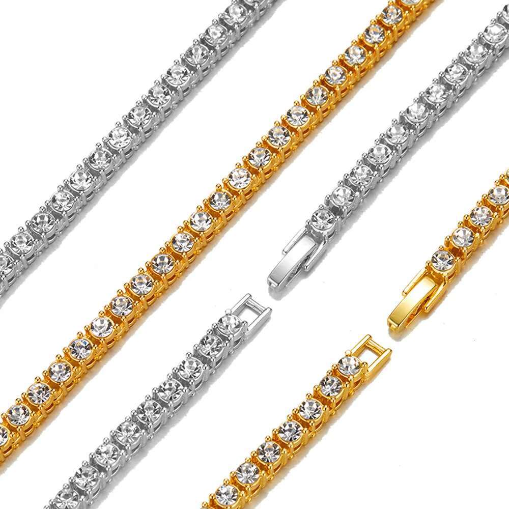 Hip Hop Versatile Zinc Alloy Dia Set Tennis Necklace Men Real 3/4/5mm Dias Cuban Neck Chain Fine Jewelry