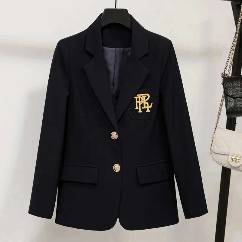 Women Suit Jacket Casual Office Formal Coat Embroidery White Blazer Single Breasted High Quality
