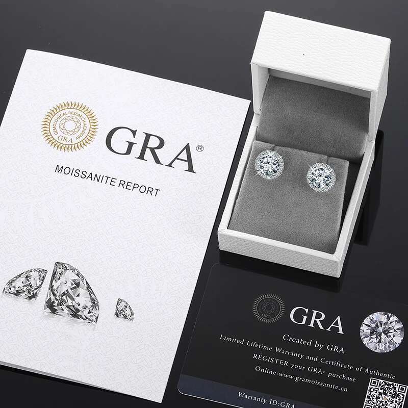 Sterg Sier Real 0.5-2CT Moissanite Stone Round Stud Earrings For Women Men Fashion Jewelry Pass Dia Test ICEOUTBOX