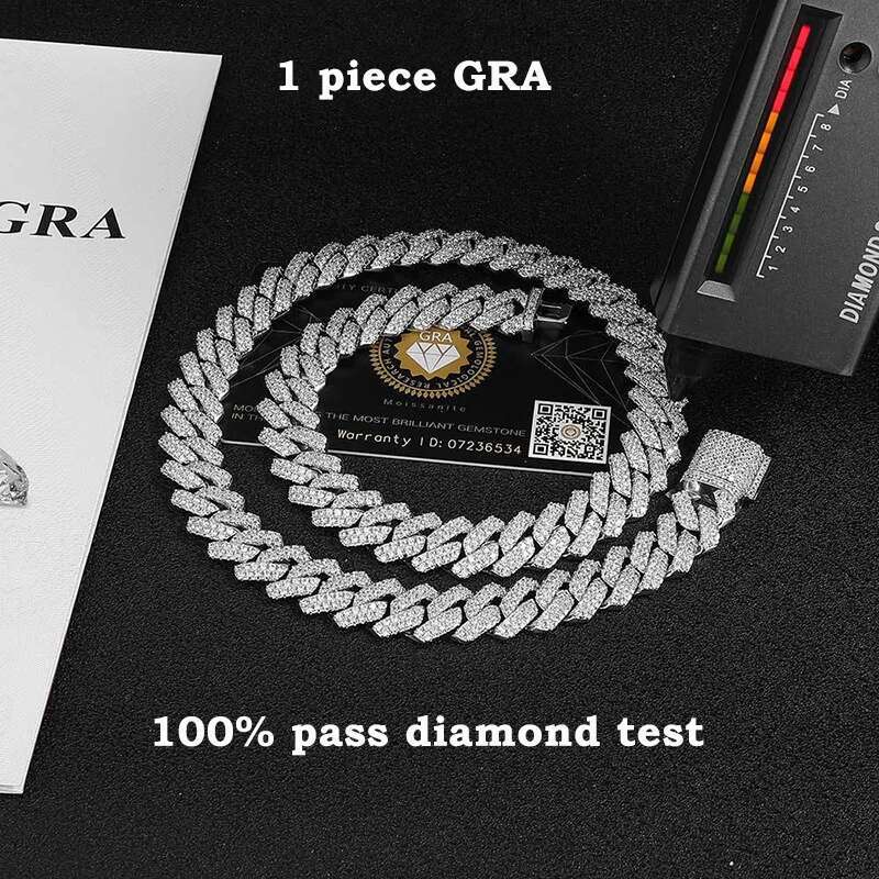 Smyoue 100% Certified All Moissanite Bracelet for Women Man Hip Hop Full Dia Cuban k Chain Sterg Sliver GRA