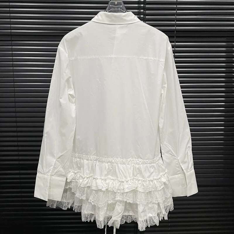 Chic Lace Edible Tree Fungus Patchwork Tierred Design Shirt Summer Thin Loose Casual Style Blouses 2025 Spring 16O4619