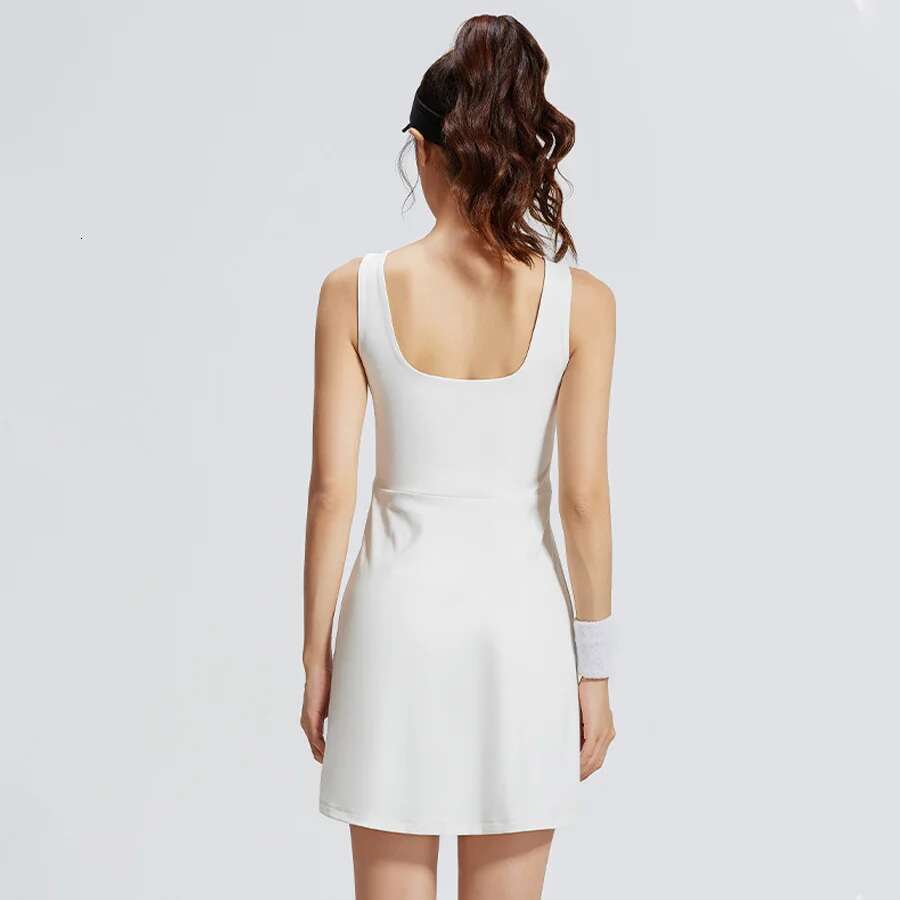 Women's Sleeveless Tennis Jumpsuit Skirt Combo Soft Breathable Golf With Built-In Bra And Shorts Athletic Tights Dress