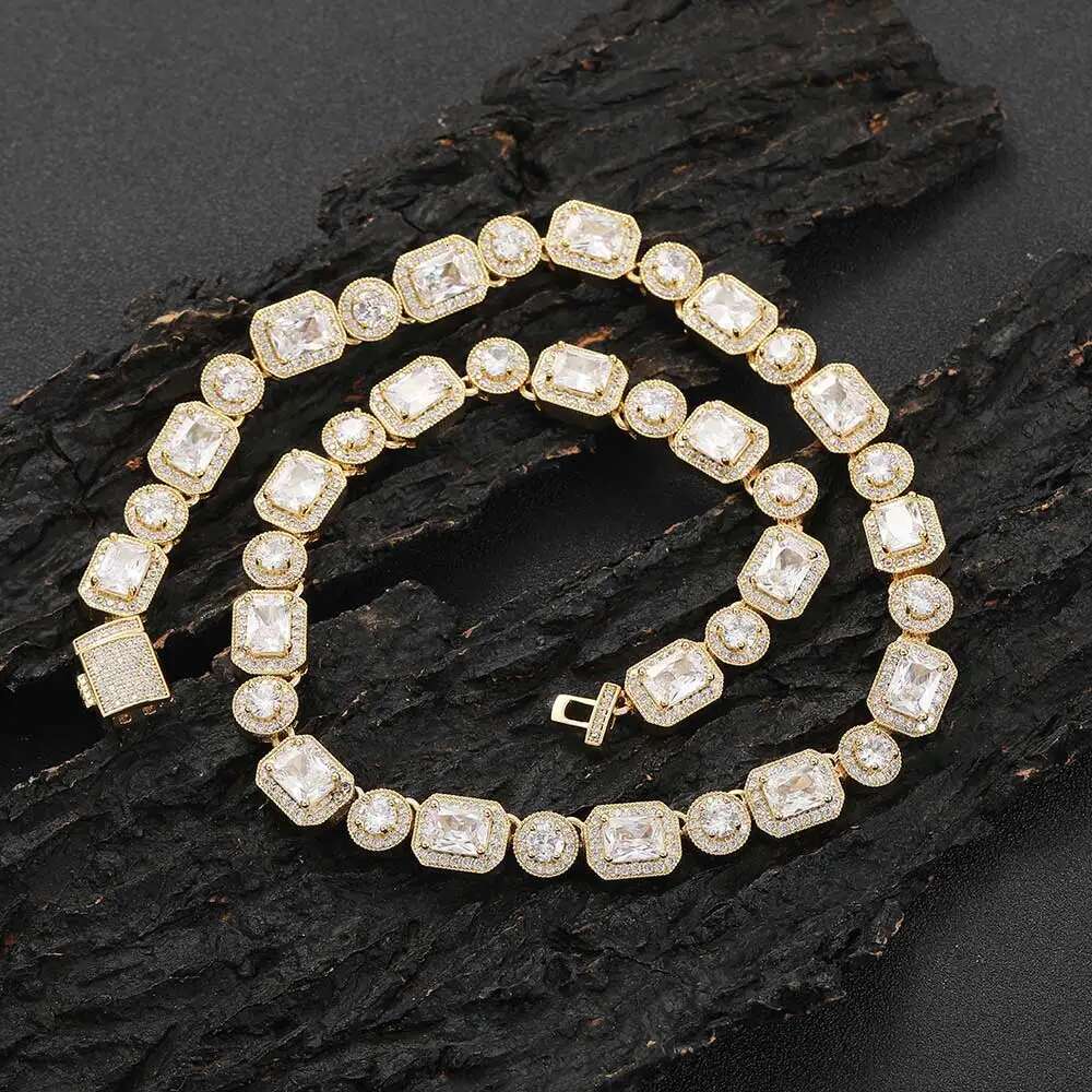 Bg Paved Zircon Men Iced Out Cuban Cluster for Women Hip Hop Icy Round Square Tennis Chain Choker Jewelry