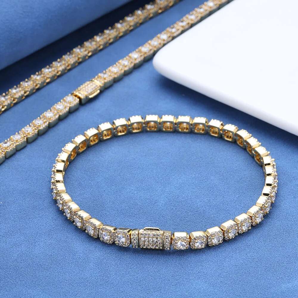 Fashion Customized Jewelry 5mm Ice Tennis Chain Sparkg Zircon Cluster Dia Necklace Women's Christmas Gift