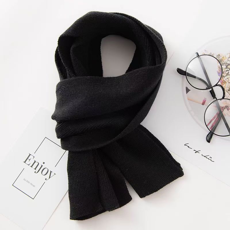 T208 scarf women's winter new all-match Korean Japanese style solid color female shawl student warm knitted long scarf