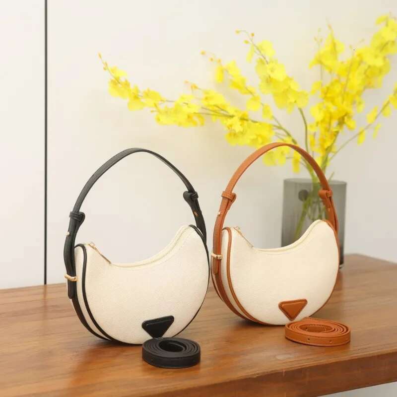 Simple Canvas Half Moon Shoulder Bags For Women Designer Female Hobos Handbag Chain Crossbody Bag Bolsas Feminina