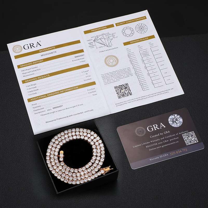 TUHE With Certificate Moissanite Sterg Sier Women Men For Hip Hop Jewelry Custom Tennis Chain Necklace