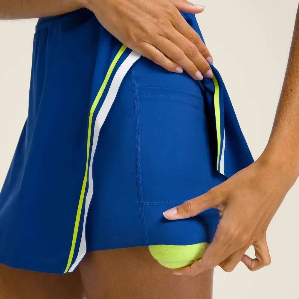 Golf Women 2024 Tennis Dress With Shorts Inside Korean Badminton Sportswear Sports Mountaineering Wear Blue