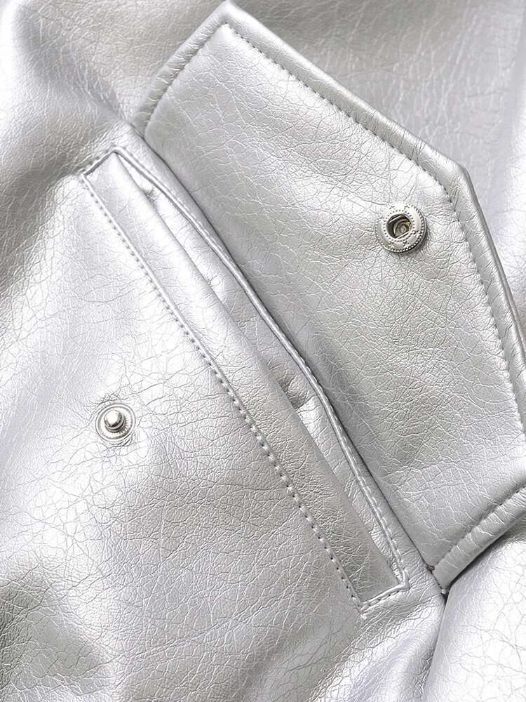 Designer Aigo Streetwear Women Retro Loose Short Pu Faux Leather Jacket Spring Autumn Female Zipper Coat Vintage Moto Biker Outwear