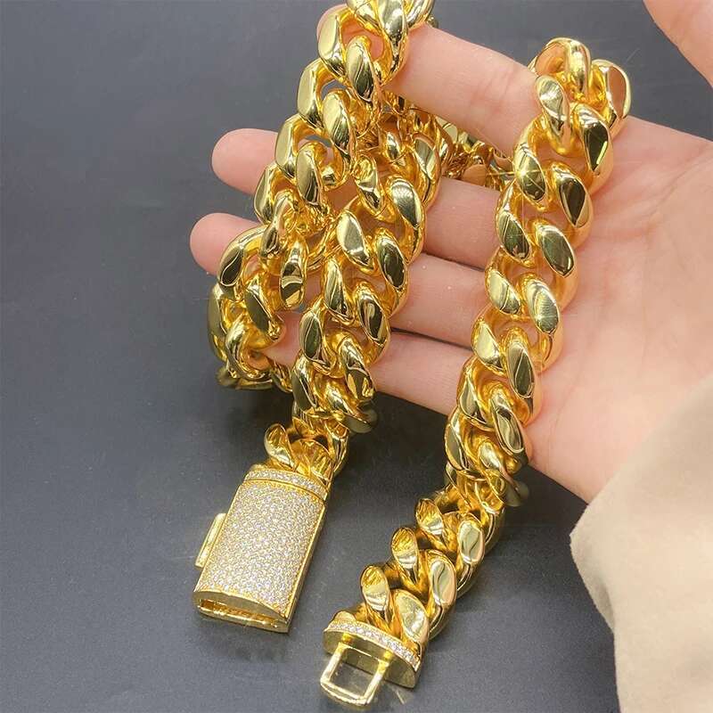 Unisex 8-12mm Moissanite Cuban Necklace Bracelet For Men Women Stainless Steel Chain Sier Buckle HipHop Classic