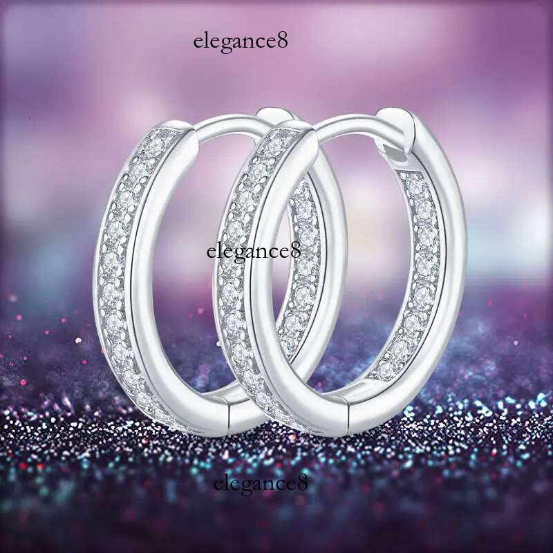 Fashion Moissanite Hoop Sterg Sier Plated Gold Women's Earrings Three Colors Optional Versatile Jewelry