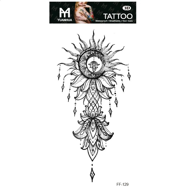 Size 208x95mm Waterproof Animal Temporary Tattoo Wolf Head Totem Arabic Text Sticker 250219