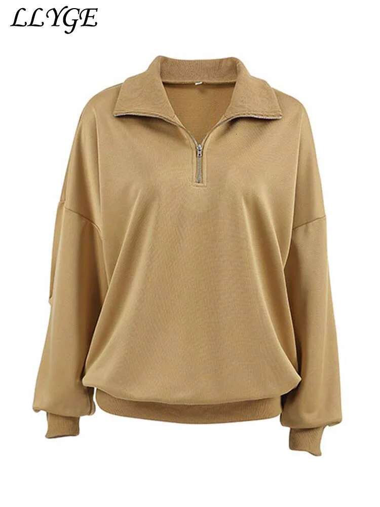 Designer Casual Lapel Women's Sweatshirt Loose Long Sleeve Zipper Patchwork Female Pullovers 2024 Autumn Lady Lazy Solid Sport Outwear