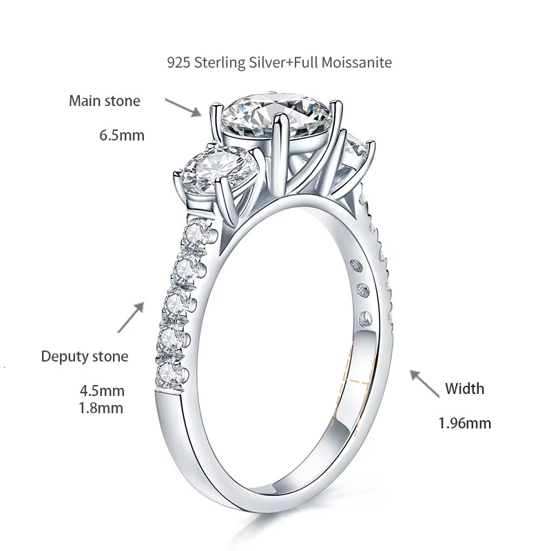 Hot Selg Gold 1.8ct Sterg Sier Moissanite Dia Ring for Women