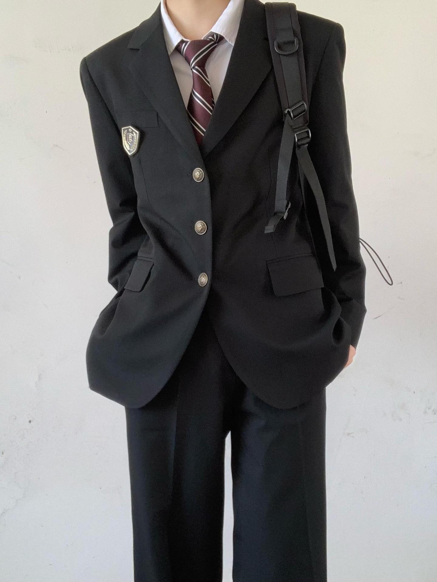 L229Stylish Men's Japanese Midi Suit Jacket for Summer Casual Wear