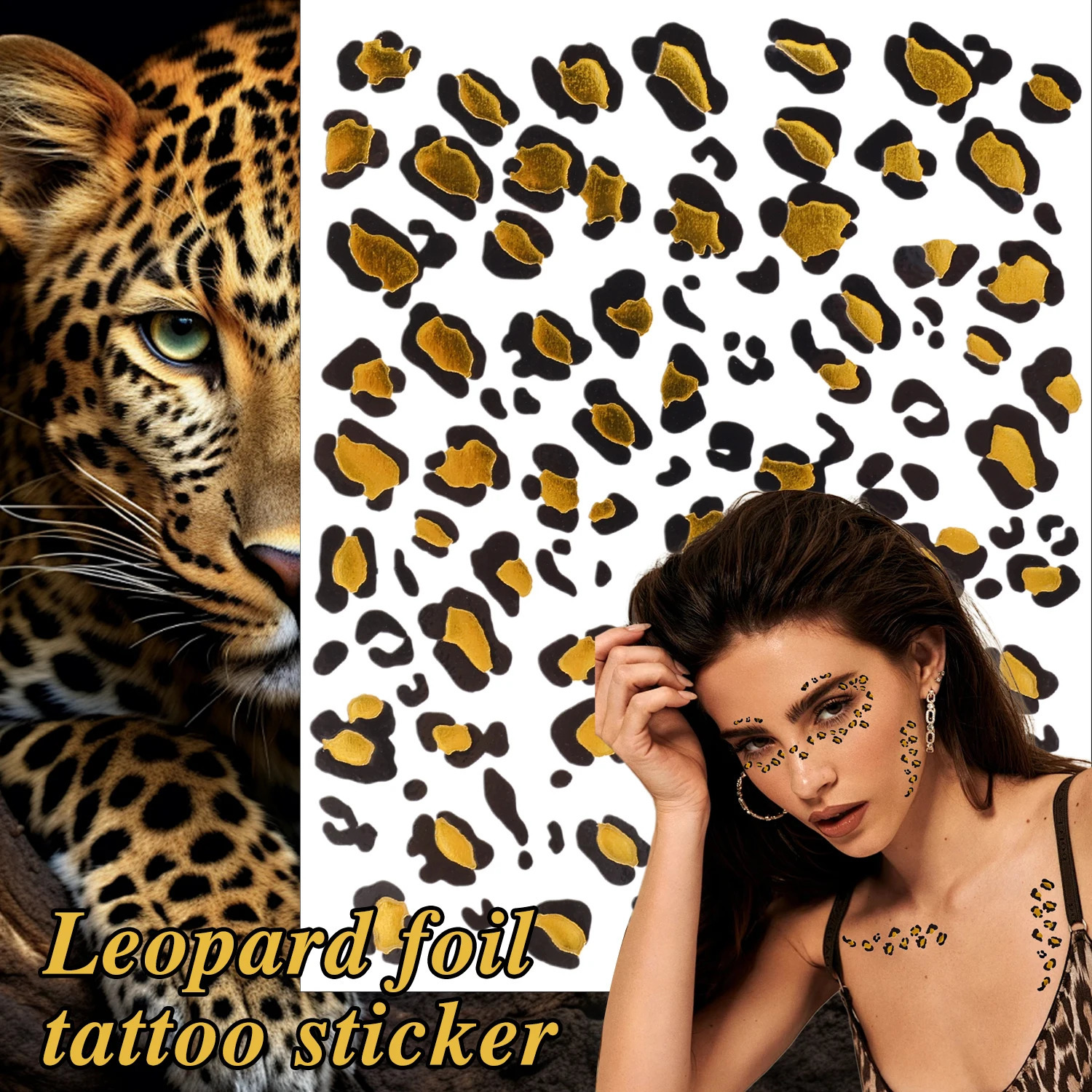 Leopard Print Temporary Tattoo Sticker Waterproof Disposable Face Body Retro Water Transfer Tattoos Decals 250219