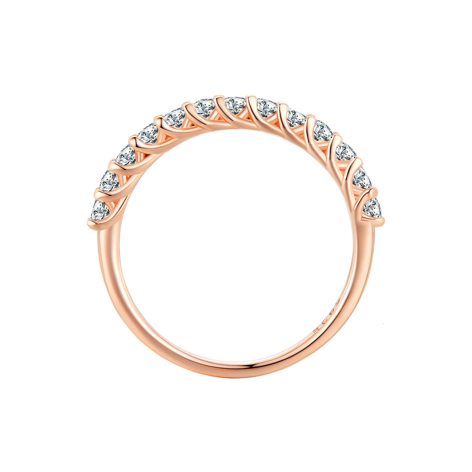 Pure sier Moissanite Rose gold electroplated ring