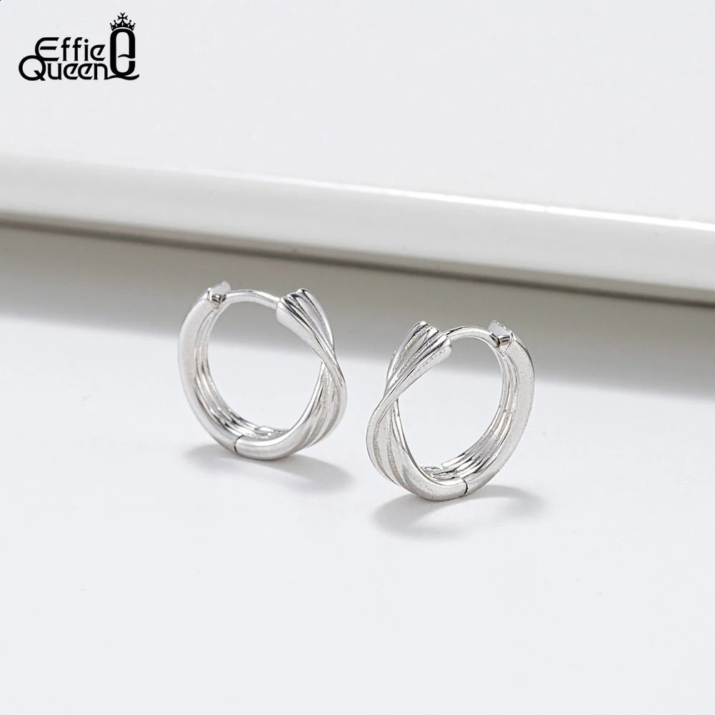 Effie Queen Handmade 925 Sterling Silver Knot Earrings Unique Surround for Women Fashion Hoop Earring Jewelry Gift SE384 250228
