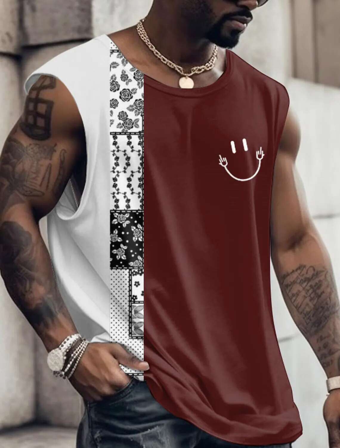 2025 New Summer Bo Fiess Vest Sports Top Sleeveless Clothing Fun Pattern Men's Designer Vest