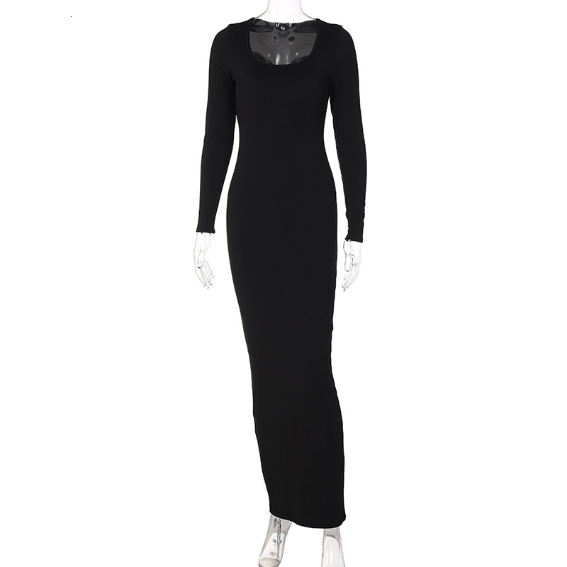 Women's New4 New Spring Fashion U-Neck Slim Fit Long Sleeved Dress For Women